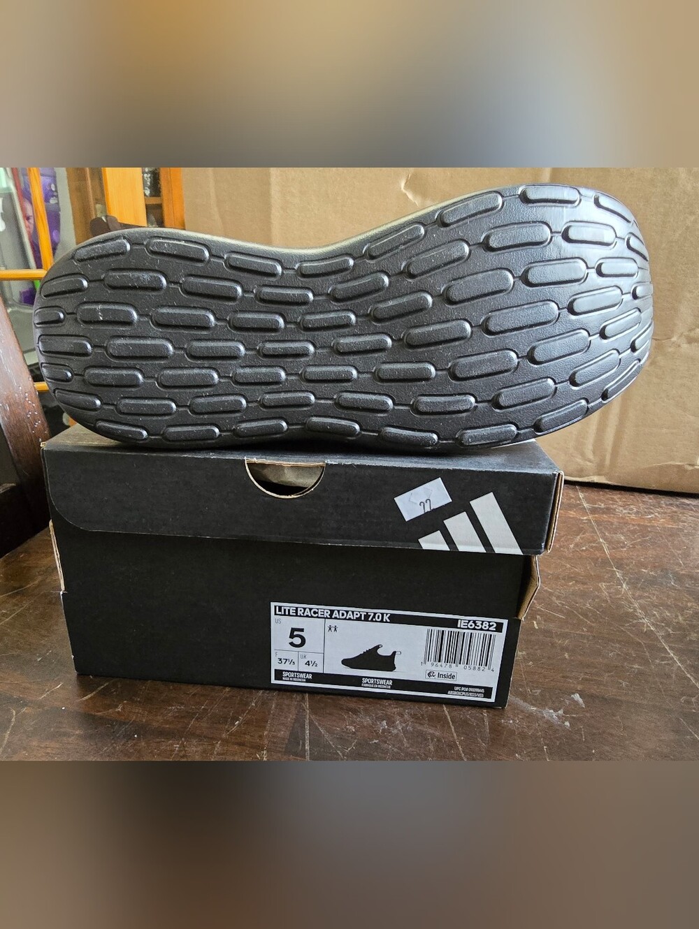 adidas Men's Lite Racer Adapt 7.0K Black Athletic Sneakers - Picture 3 of 3
